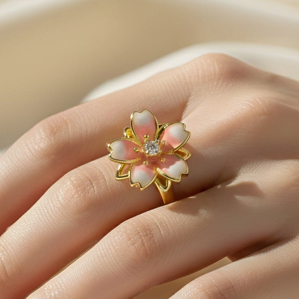 Anksiyete Önleyici Kiraz Çiçeği Yüzük (Ayarlanabilir Boyut)