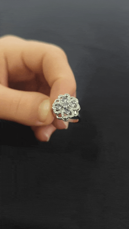 Anksiyete Önleyici Dört Yapraklı Yonca Şekilli Taşlı Yüzük (Ayarlanabilir Boyut)