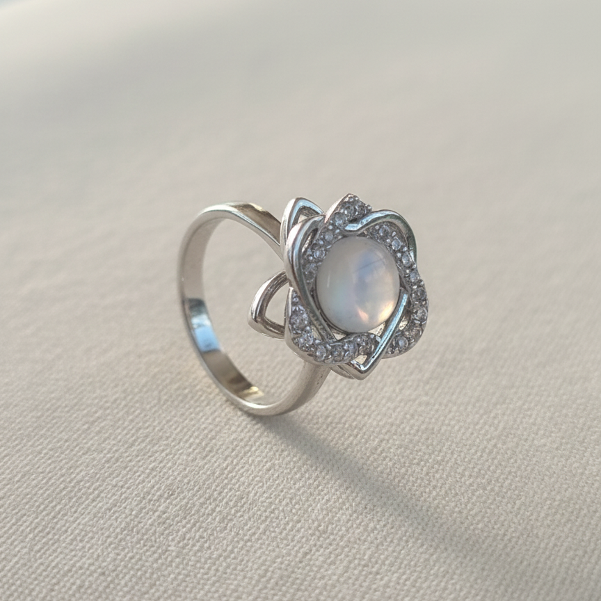 Anksiyete Önleyici Kalpli Taşlı Yüzük (Ayarlanabilir Boyut)