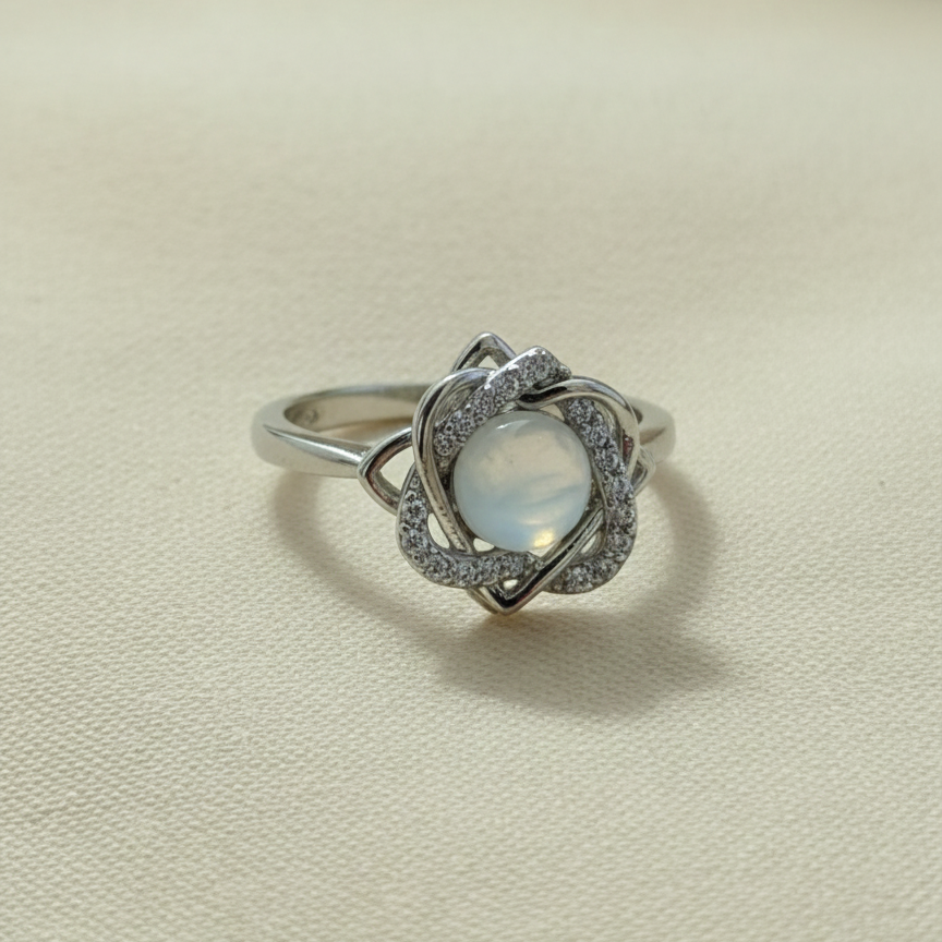 Anksiyete Önleyici Kalpli Taşlı Yüzük (Ayarlanabilir Boyut)