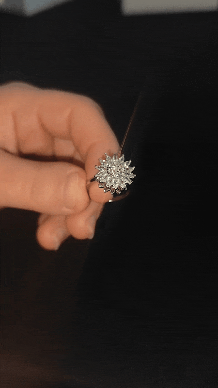 Anksiyete Önleyici Premium Gümüş Papatya Yüzük (Ayarlanabilir Boyut)