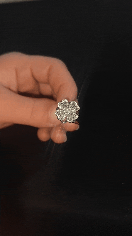 Anksiyete Önleyici Dört Yapraklı Yonca Premium Yüzük (Ayarlanabilir Boyut)