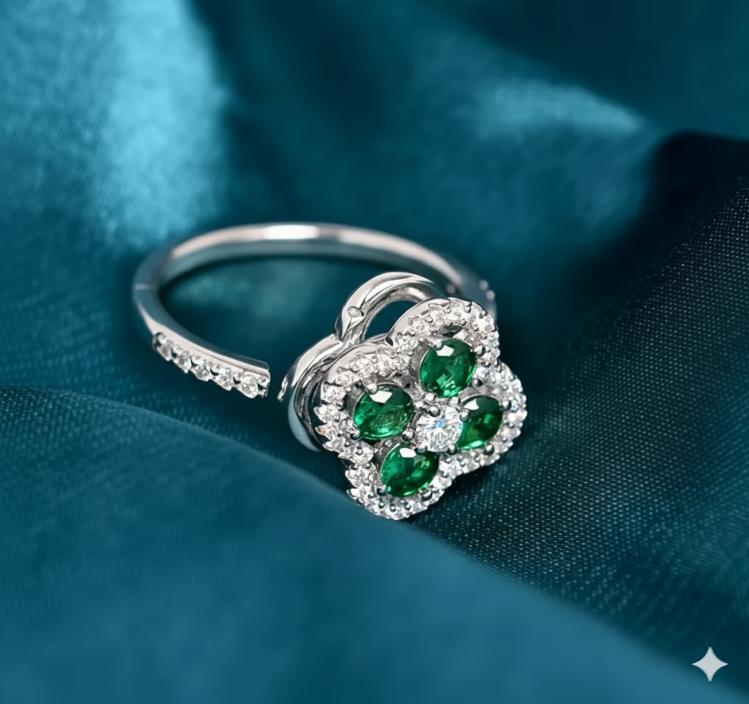 Anksiyete Önleyici Yeşil Taşlı Premium Yüzük (Ayarlanabilir Boyut)