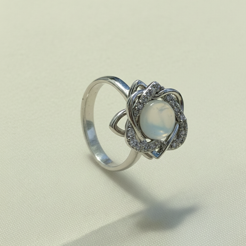 Anksiyete Önleyici Kalpli Taşlı Yüzük (Ayarlanabilir Boyut)