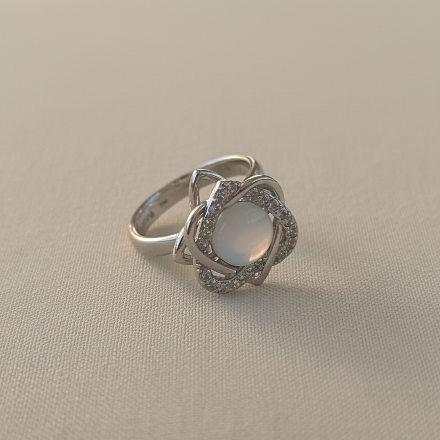 Anksiyete Önleyici Kalpli Taşlı Yüzük (Ayarlanabilir Boyut)