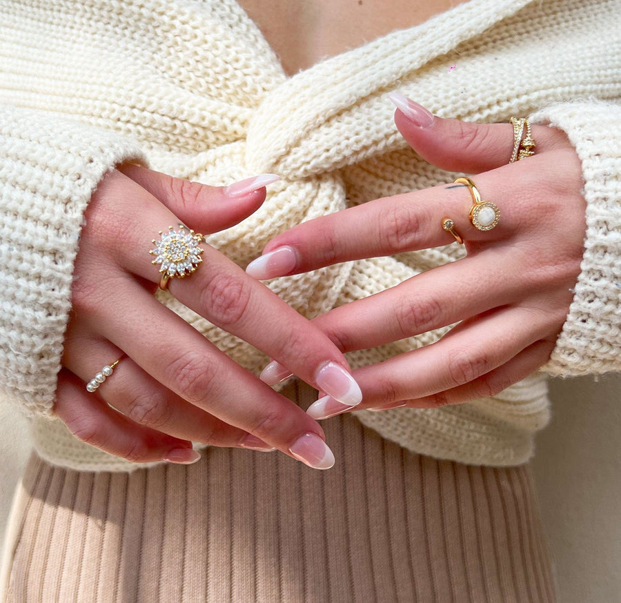 Anksiyete Önleyici Premium Gold Papatya Yüzük (Ayarlanabilir Boyut)